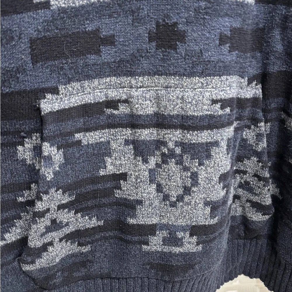 American Eagle Outfitters Black Label Hooded Sweater, Aztec, Pocket, XL - Picture 3 of 5